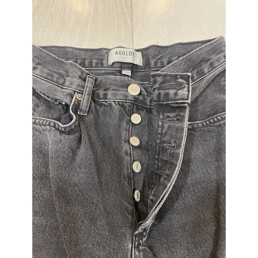 Agolde Womens Jeans Sz 23X29 Faded Black Lana Button Fly Gray Denium